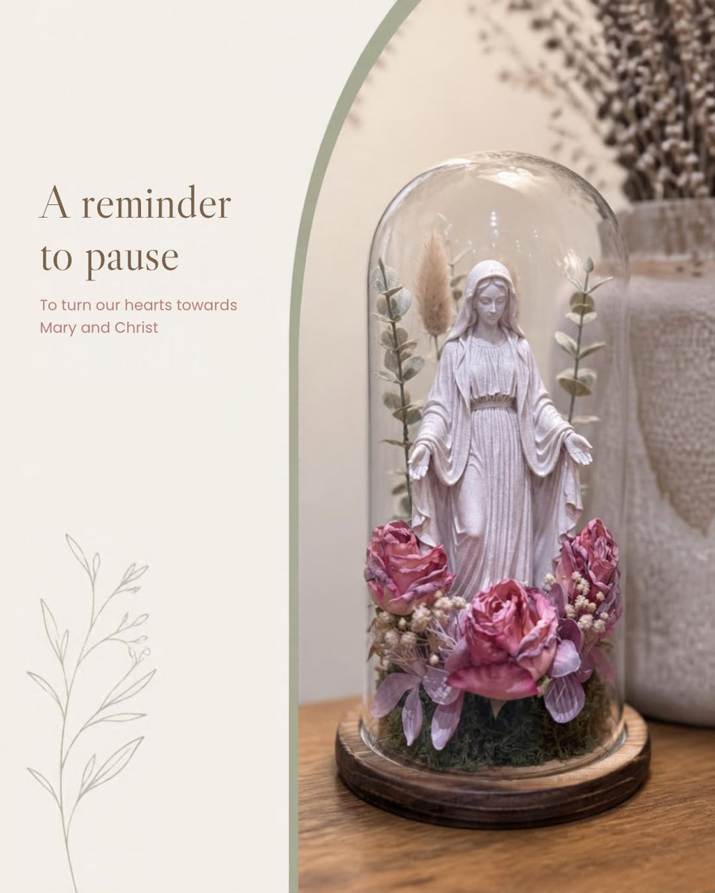 Our Lady of Graces Glass Cloche 3D Art