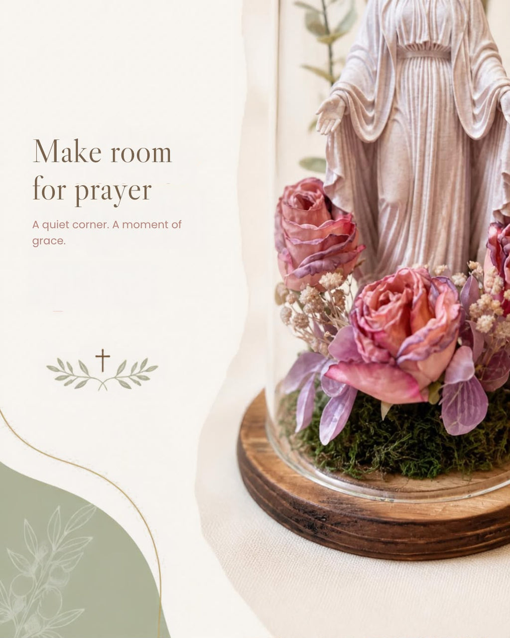 Our Lady of Graces Glass Cloche 3D Art