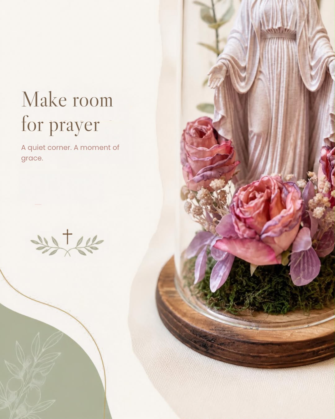 Our Lady of Graces Glass Cloche 3D Art