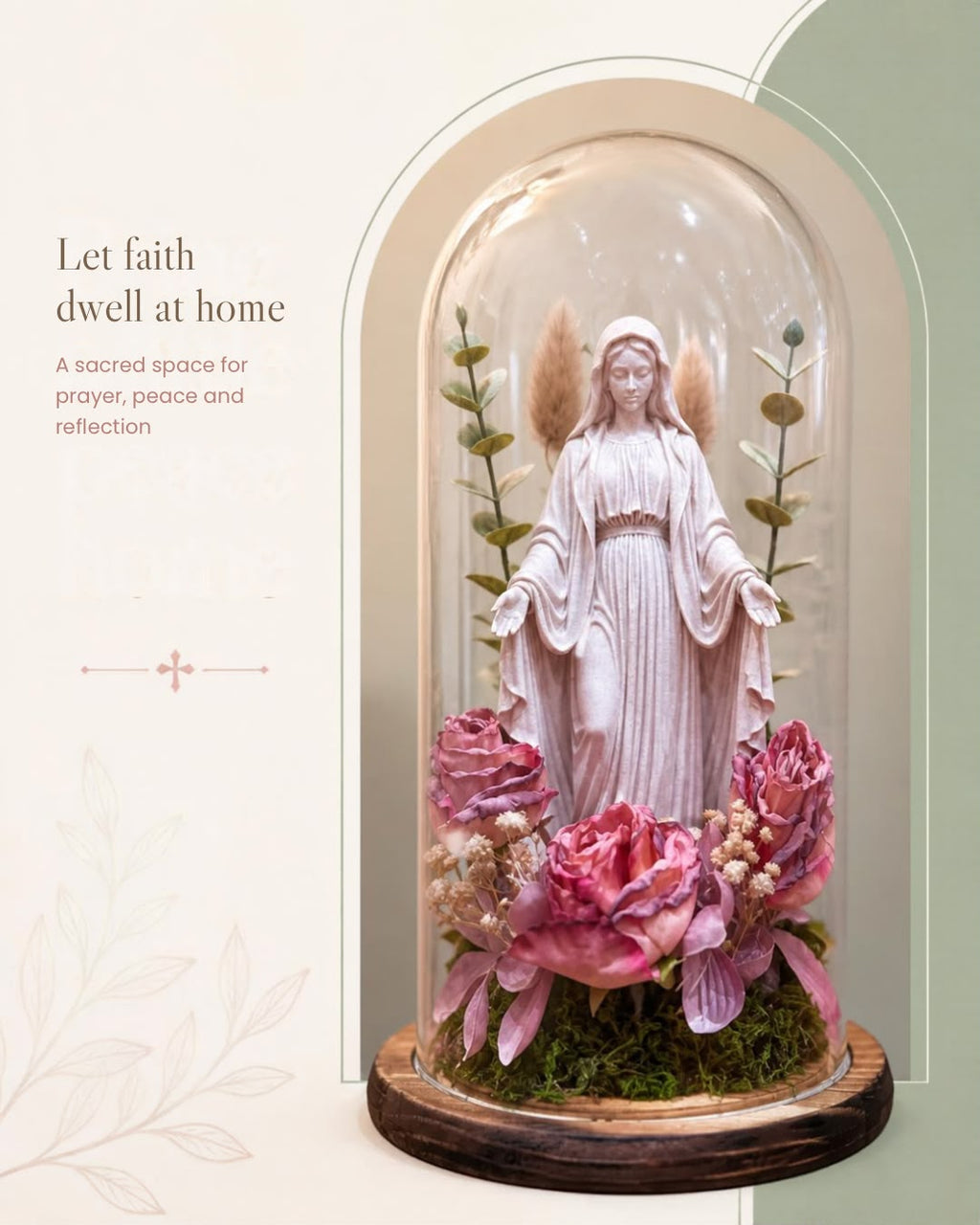 Our Lady of Graces Glass Cloche 3D Art