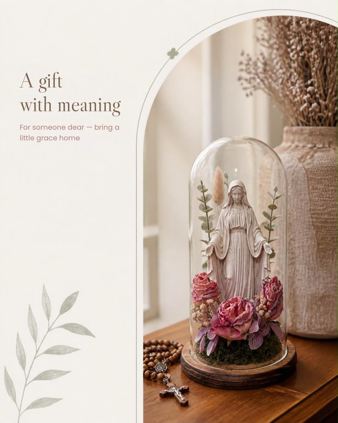 Our Lady of Graces Glass Cloche 3D Art