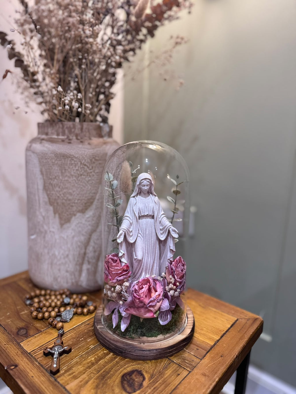 Our Lady of Graces Glass Cloche 3D Art