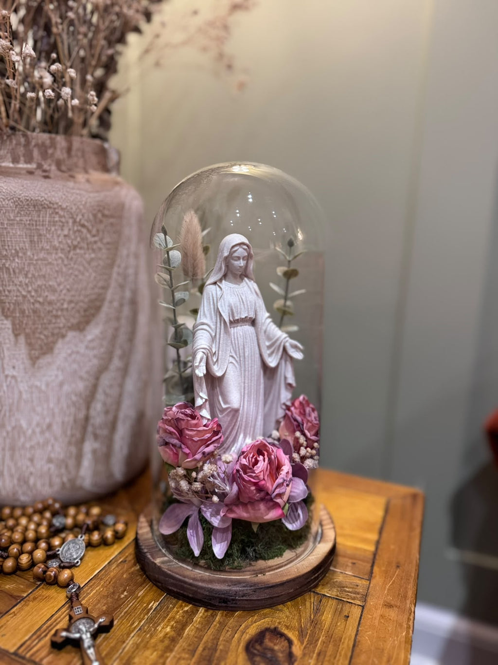 Our Lady of Graces Glass Cloche 3D Art