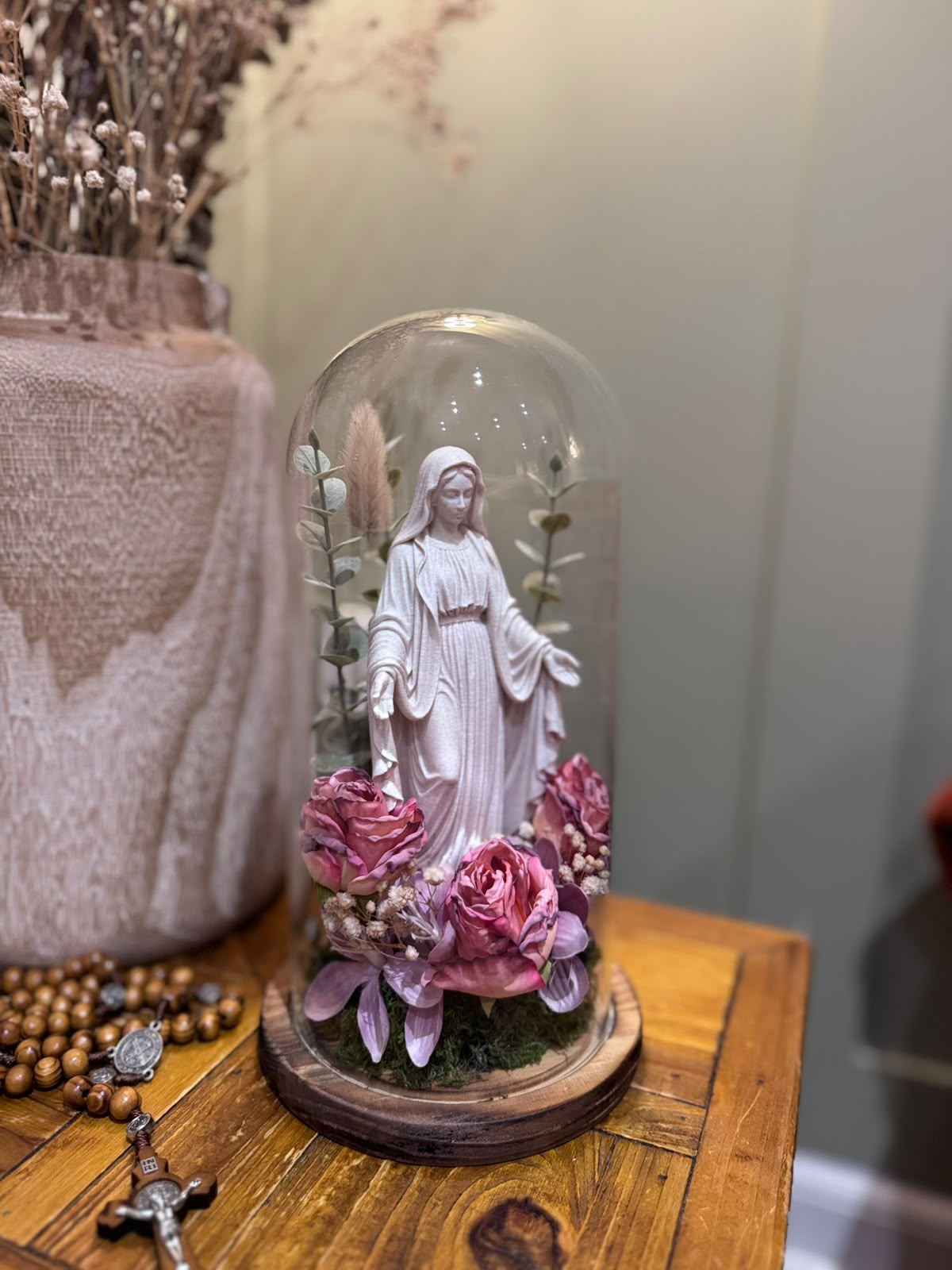 Our Lady of Graces Glass Cloche 3D Art