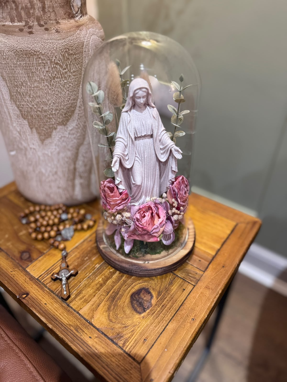 Our Lady of Graces Glass Cloche 3D Art