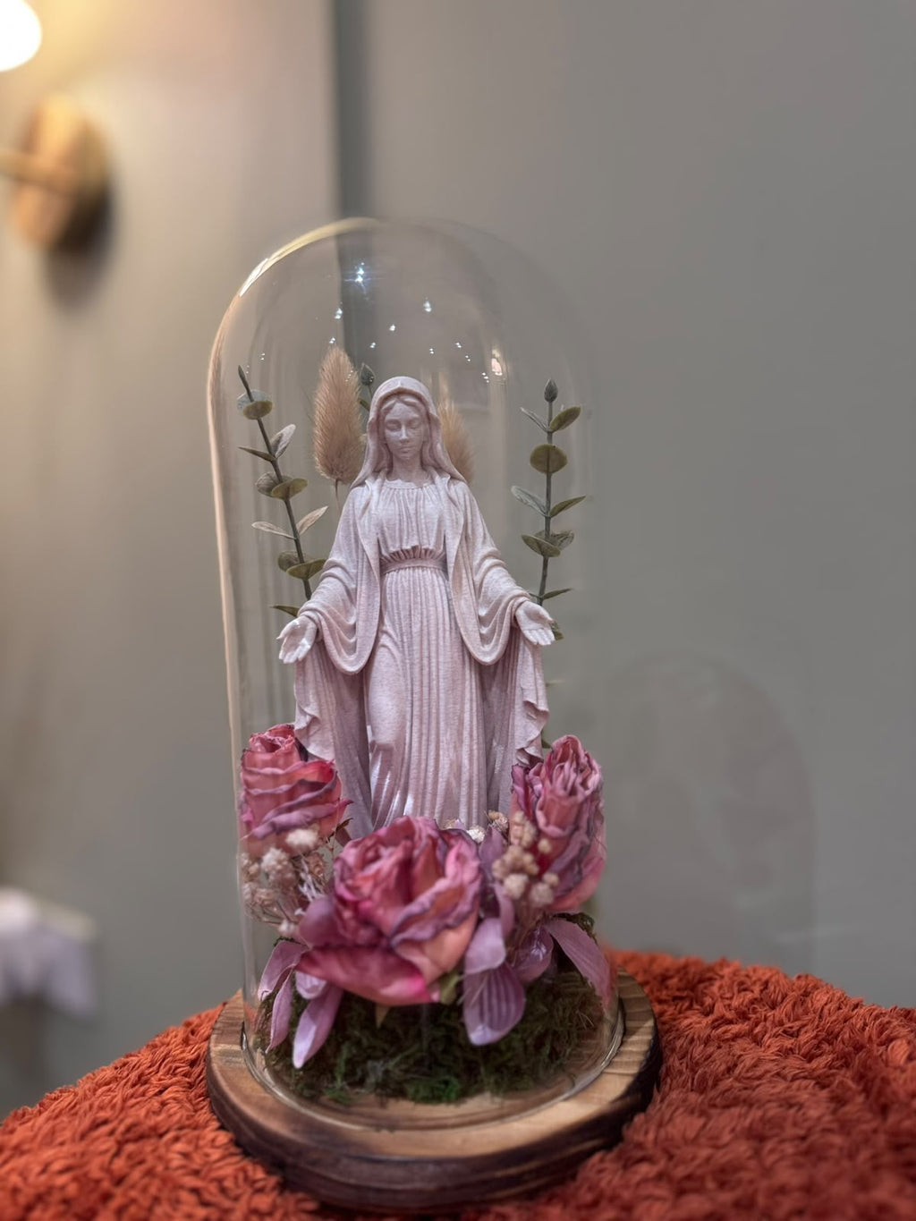 Our Lady of Graces Glass Cloche 3D Art