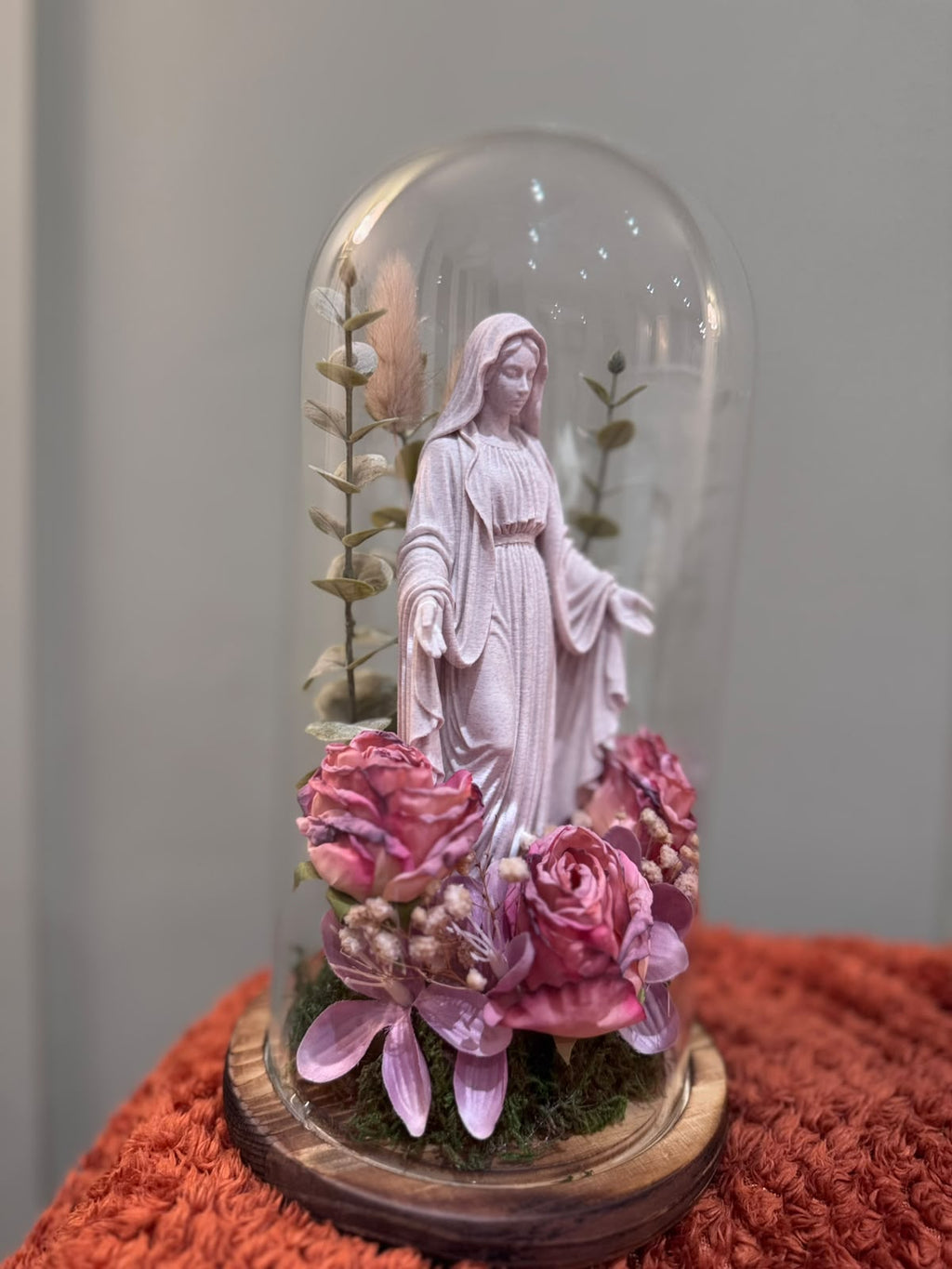 Our Lady of Graces Glass Cloche 3D Art