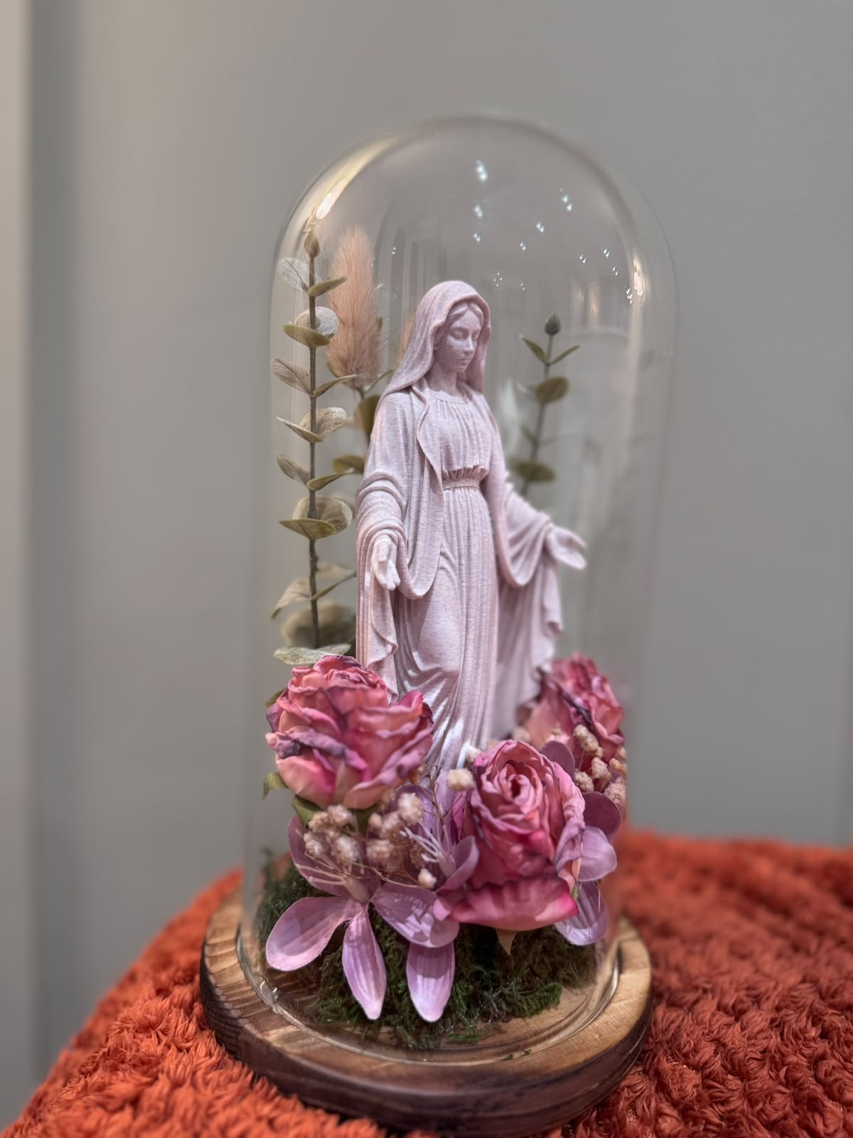 Our Lady of Graces Glass Cloche 3D Art
