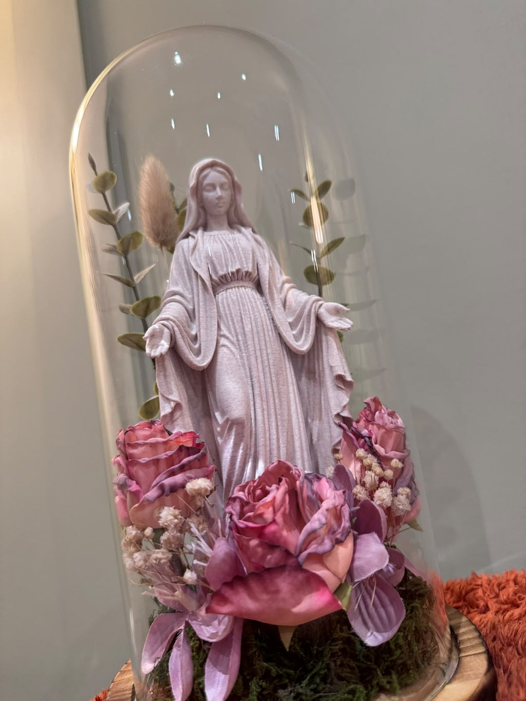 Our Lady of Graces Glass Cloche 3D Art