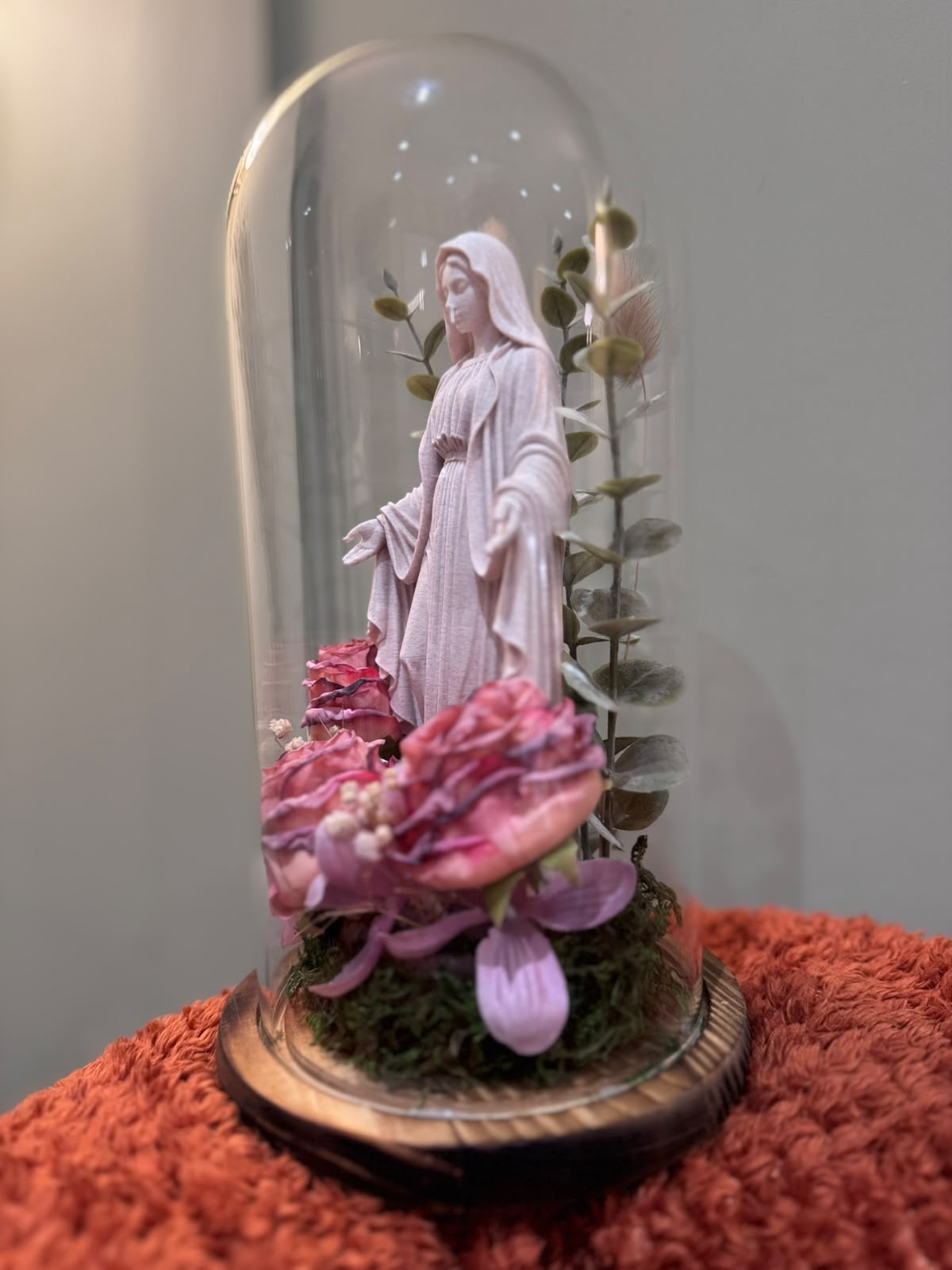 Our Lady of Graces Glass Cloche 3D Art
